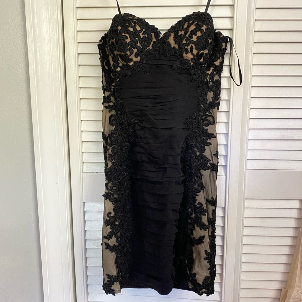 La Femme Black Strapless Mini Dress